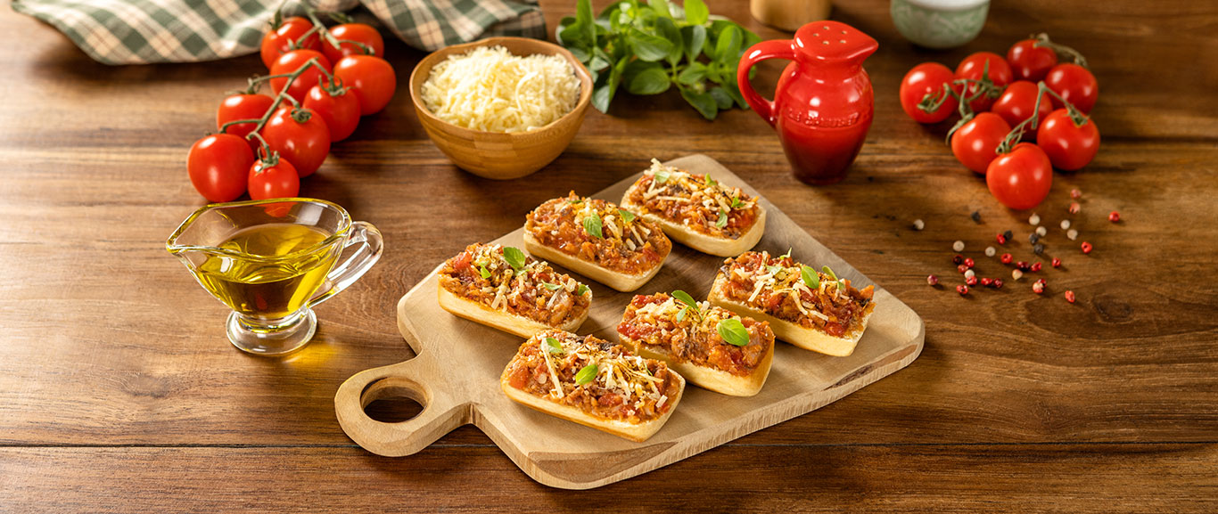 Mini pizzas de Nutrellinhas com sardinha