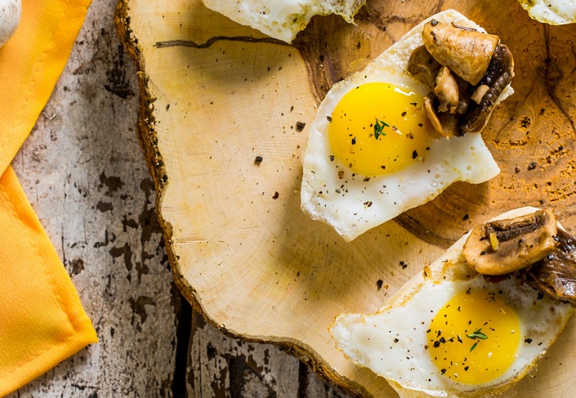 Montaditos de Nutrellinhas, ovo e cogumelos