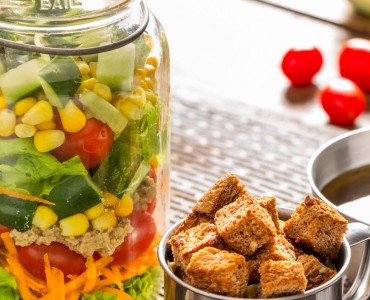 Salada no Pote com Croutons Agridoce