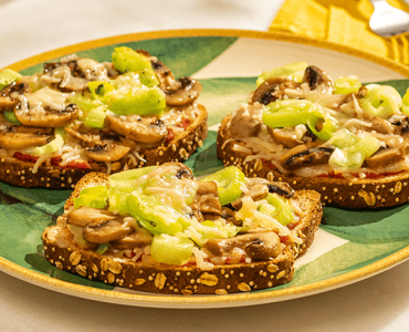 Pizza de Pão de Cogumelos e Alho-poró