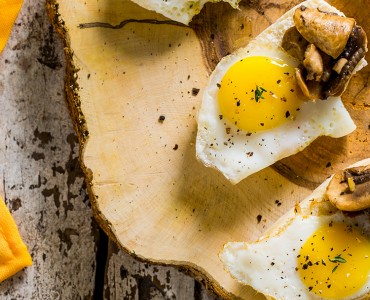 Montaditos de Nutrellinhas, ovo e cogumelos
